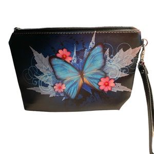Blue butterfly cosmetic bag